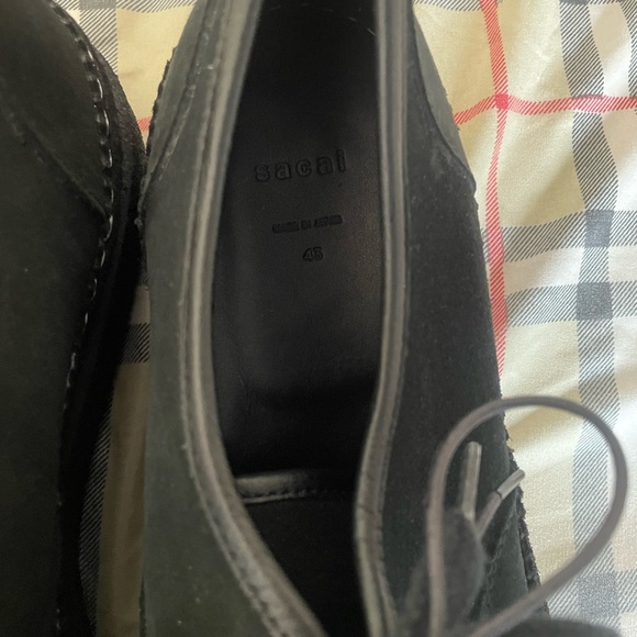 Sacai Men\'s Black Lace-Up Derby Shoes
